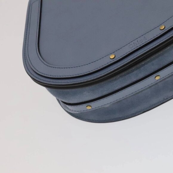 Chloe Nile Hand Bag Leather 2way Light Blue Gold Auth 111358V - Picture 6 of 16